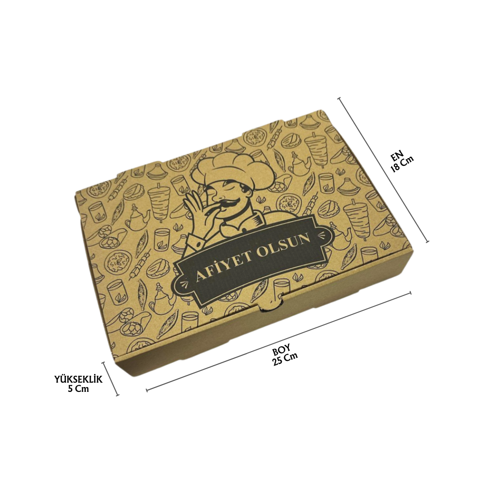 18x25x5 Cm Baskılı Karton Pide Kutusu