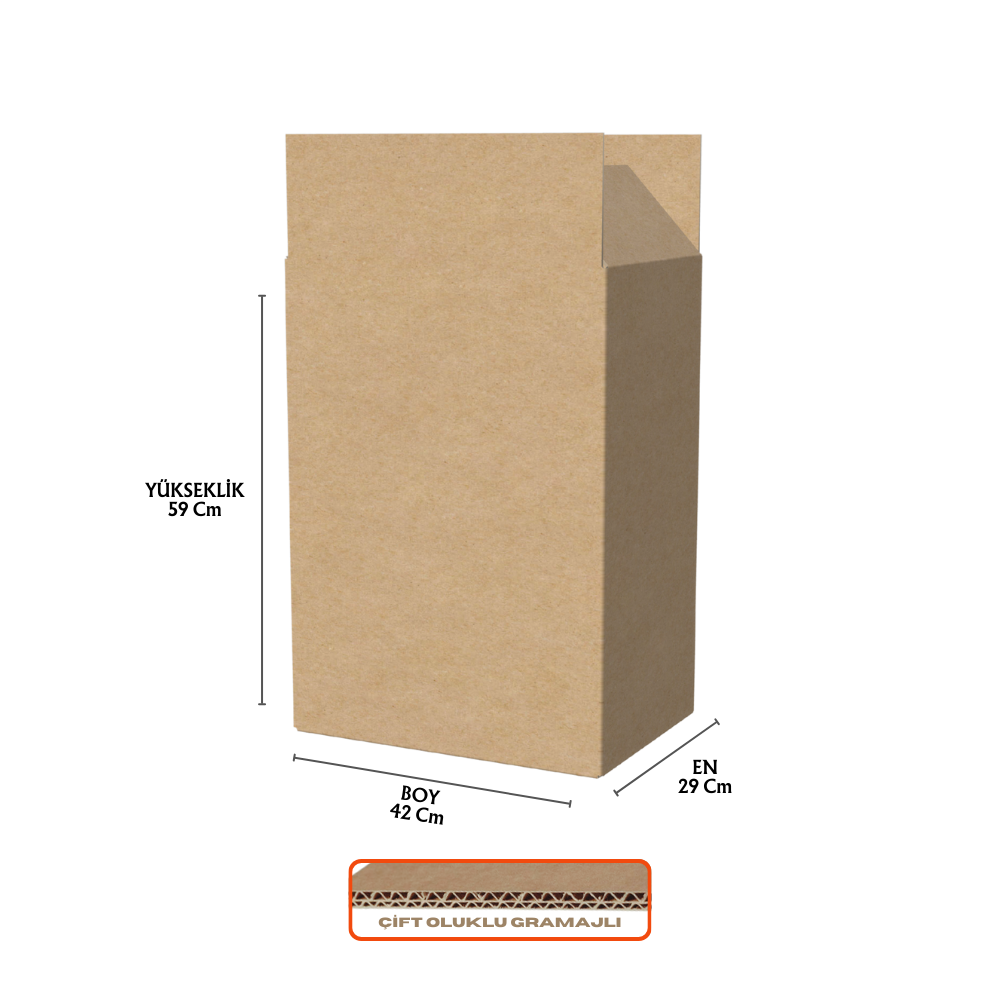 29x42x59 Cm Çift Oluklu Gramajlı A Box Taşıma Kolisi